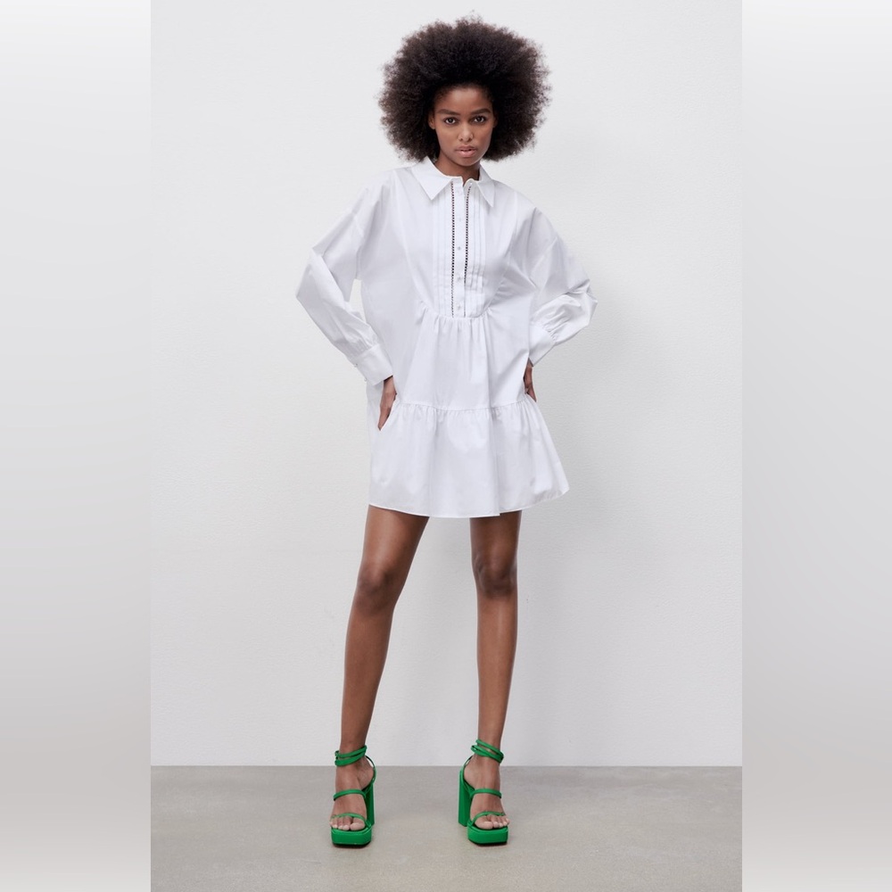 ZARA Voluminous Poplin Dress Size M
